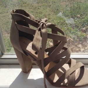 Torrid Dark Taupe Thick Heel Strappy Heel